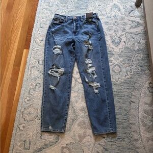 Distressed Blue Jeans “mom jeans”